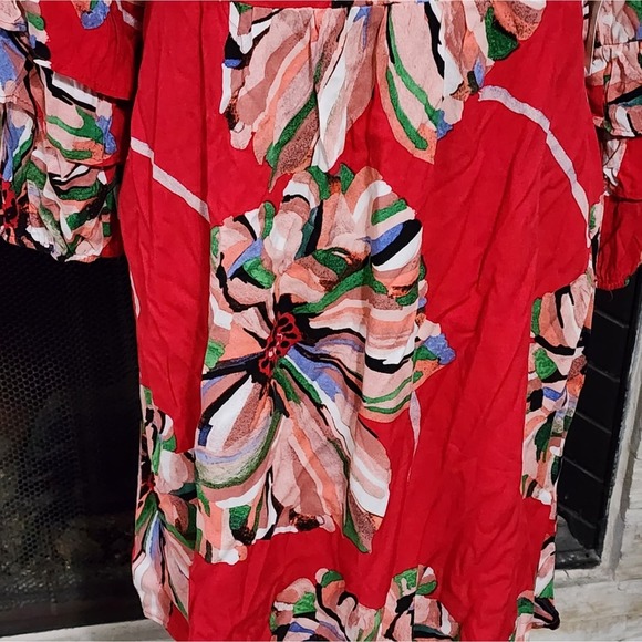 Anthropologie x fig & flower floral farm ruffle lantern sleeve peasant dress L‎ - Picture 4 of 9